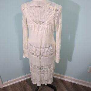 Pointelle Tank & Cardigan Sweater Set white boho gypsy small buckle black